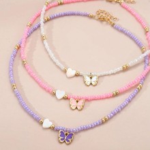 速卖通跨境新款项链个性波西米亚风米珠锁骨链百搭蝴蝶超仙颈链