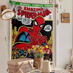スパイダーマンの漫威スーパーヒーロー寝室のベッドの頭の装飾の背景の布insは壁の布の縦版のタペストリーを改造します。