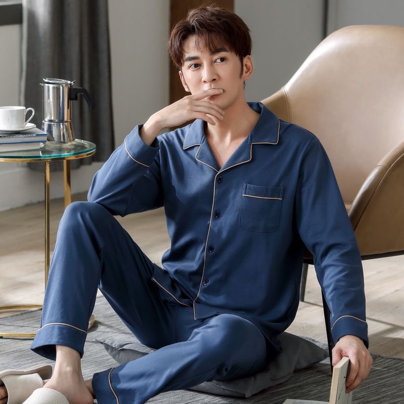 Pijamas para hombres 2024 nuevo algodón primavera y otoño hombre manga larga primavera y verano grande conjunto de ropa para el hogar