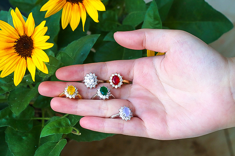 Zircon Inlay Material Fashion Flower Copper Open Ring Plating Inlay Zircon Copper Rings