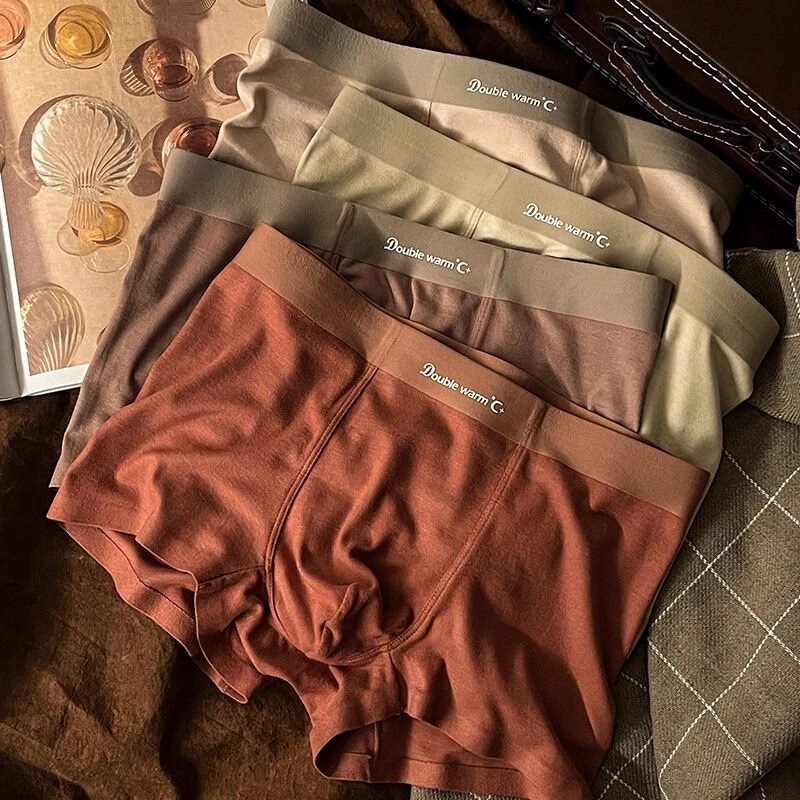 New Style Maillard Men's Underwear, Soft and Breathable, Four-Corner Design, Warm and Antibacterial, Large Size Men's Boxer Shorts