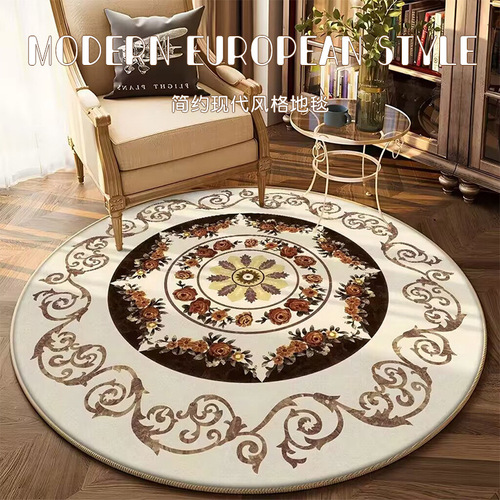 Round rug European classical court style living room rug coffee table mat retro Persian round table mat basket mat