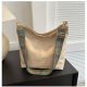 Large Capacity Bag Women's 2024 Spring and Summer New Retro Broadband Shoulder Crossbody Bag High-grade Texture Commuter Bucket Bag