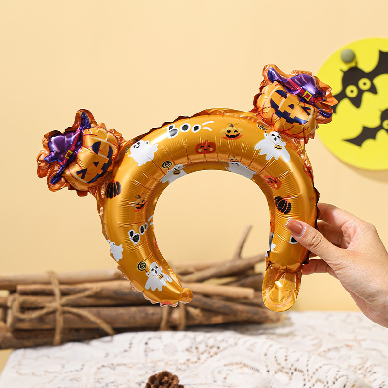 新品卸売ハロウィンアルミ膜バルーンイベントシーン装飾カボチャ幽霊カチューシャ手首ハロウィンバルーン|undefined