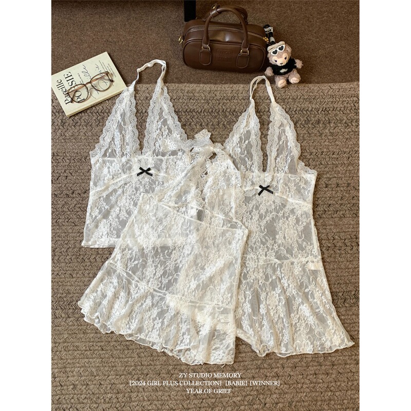 White Pure Sexy Style Sexy Lace Stitching Base Camisole Women's Bow Slimming Inner Top Women