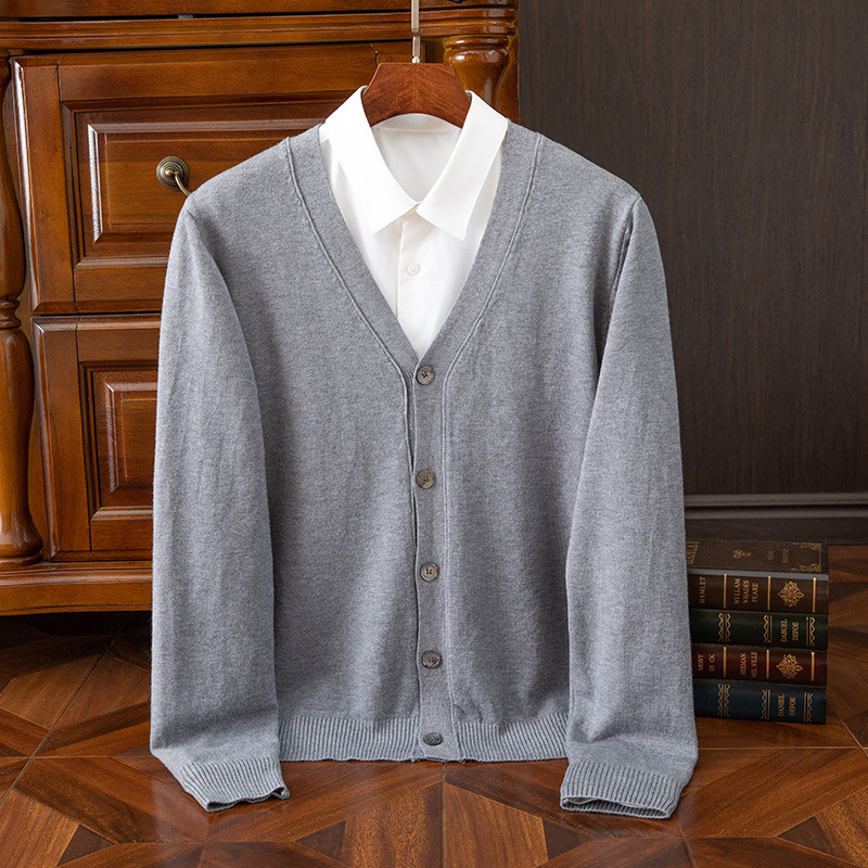 Classic V-neck cardigan men's sweater loose Korean style trendy all-match sweater coat top wool cardigan