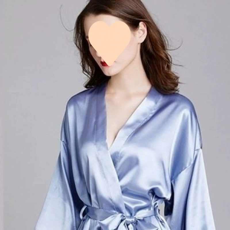 Летняя сексуальная шелковая пижама для невесты, тонкий халат, средняя длина