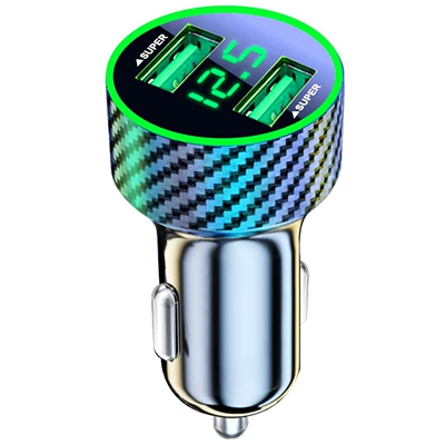 Mobil şarj cihazları one-on-two car cigarette lighter converter - opp-bag-digital-display-texture-texture-double-green-mouth-120w-super-fast-charging