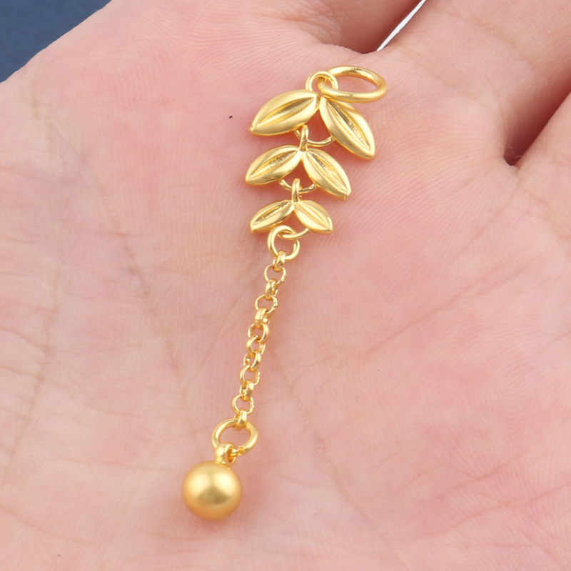 diy銅鍍沙金配件 麥穗流蘇DIY耳環配件 延長鏈直播麥穗飾品配件批