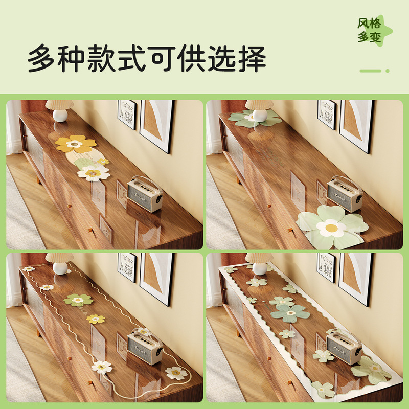 花卉电视柜桌垫透明软玻璃PVC桌布餐边柜鞋柜垫子玄关台面保护垫|undefined