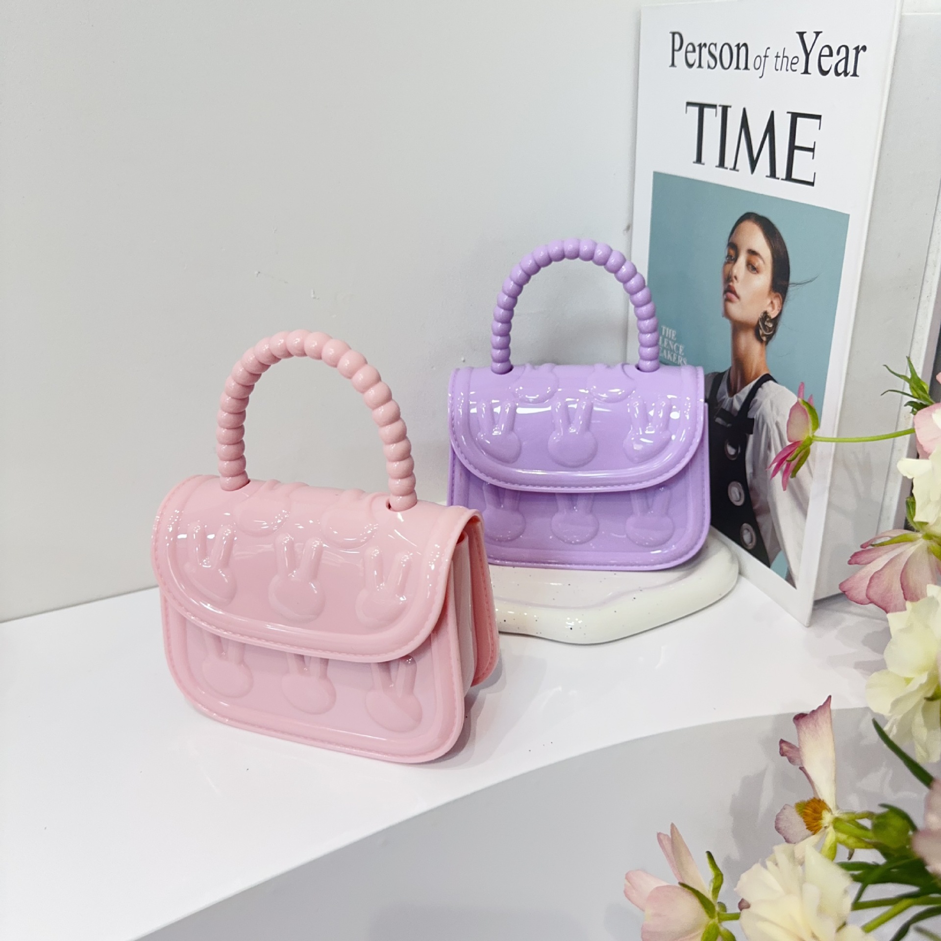 210g Weight Magnetic Buckle Closure Type Top Handle, Chain Strap Type Jelly Bag Bags Type Street, Shopping Occasion PVC Material Solid Color Pattern All Seasons Season Women's Gender Cute Style Square Shape Women's PVC Solid Color Cute Square Magnetic Buckle Jelly Bag 5
