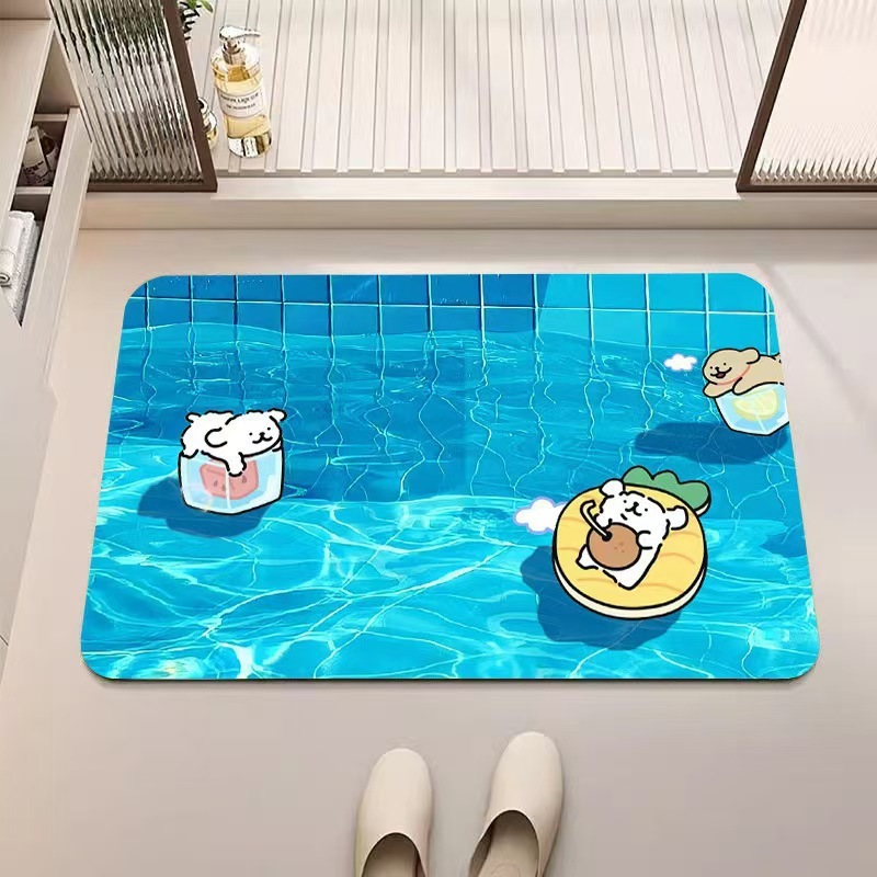 漫画珪藻泥フロアマット、浴室トイレフロアマット、滑り止めフロアマット、耐摩耗性、汚れ防止フロアマット、お手入れが簡単なフロアマット|undefined
