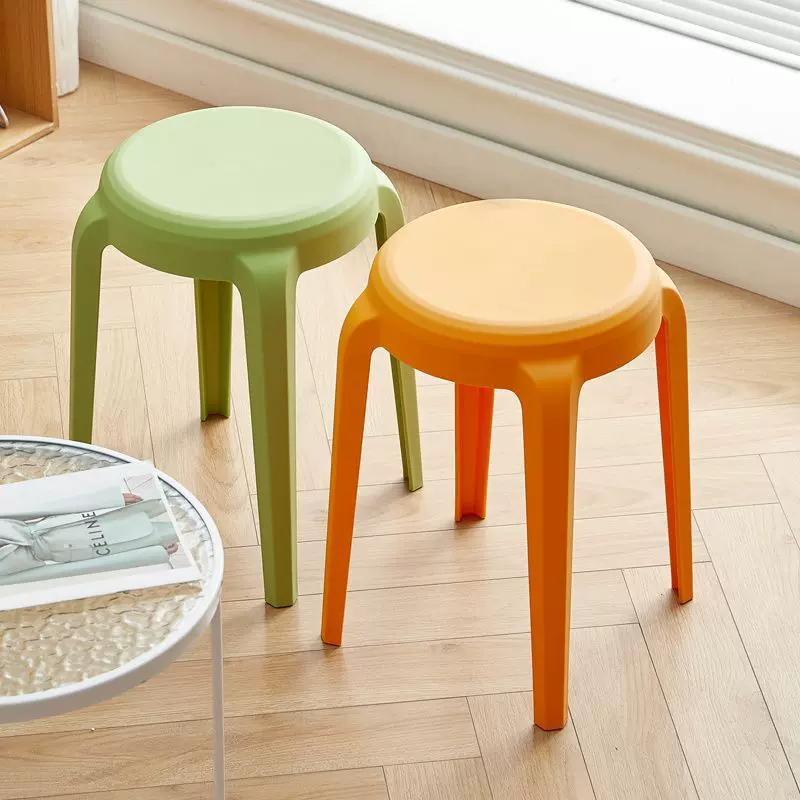 塑料凳子加厚成人家用北欧简约熟胶凳客厅餐桌凳高板凳椅子圆凳