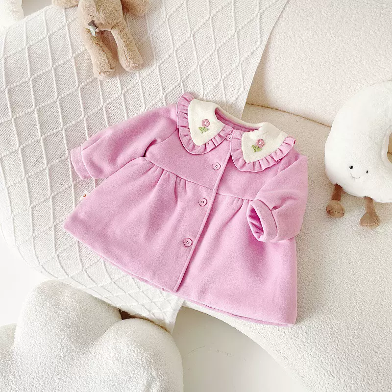 儿童毛呢翻领韩版大衣2023秋冬新款女童外套女宝洋气中小童外套潮