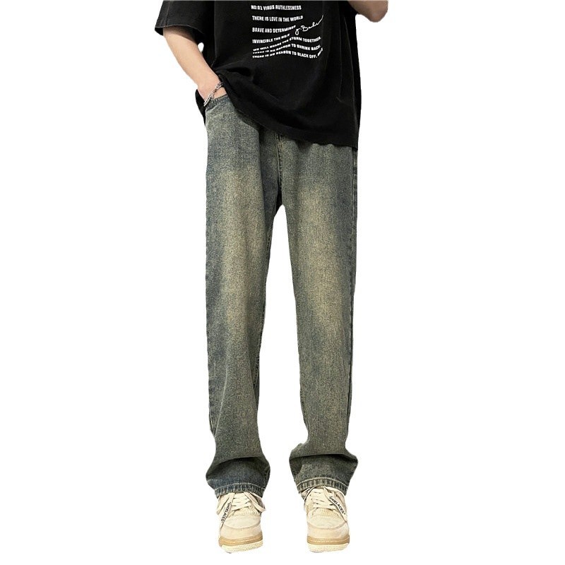 Vintage Jeans Men's Summer Japanese Street Casual Wide Leg Trend Ins Loose Student Straight Pants_mkmklike.com
