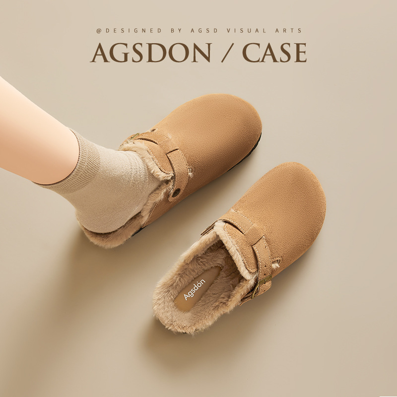 Augu Lion Deng Xiaoping zapatillas de terciopelo 2026 nuevas zapatillas de lana suave de un pie de primavera zapatillas de lana Bocken