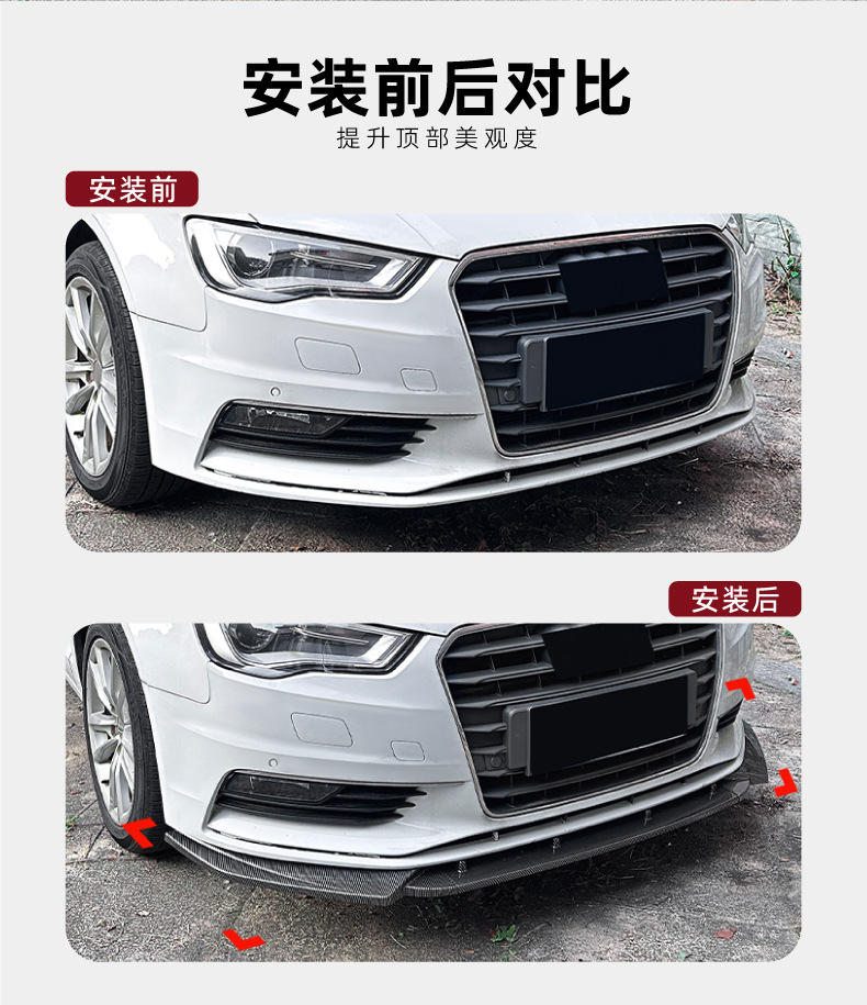 Suitable for Audi A3 8V Early Standard Version 2013-2016 Front Lip Front Spoiler Modification Accessories