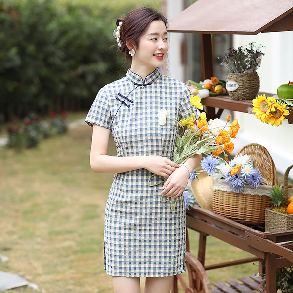 Summer short fitted cheongsam
