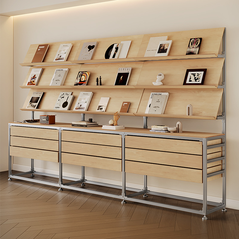 铝型材海洋板抽屉展示柜收纳书架中岛台展会展示架产品陈列柜