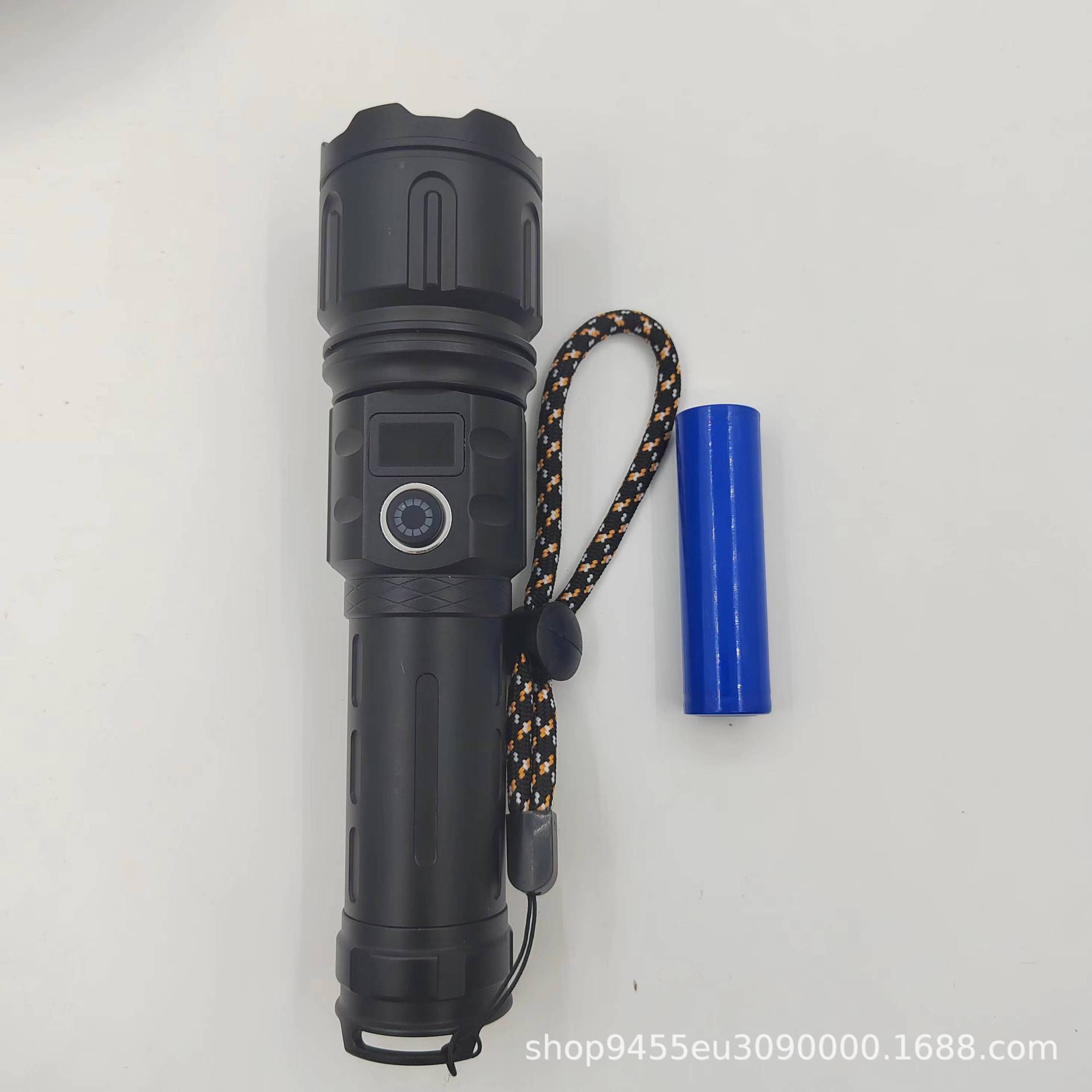 Nueva linterna láser blanca transfronteriza Tipo-C recargable zoom al aire libre inteligente pantalla eléctrica linterna LED