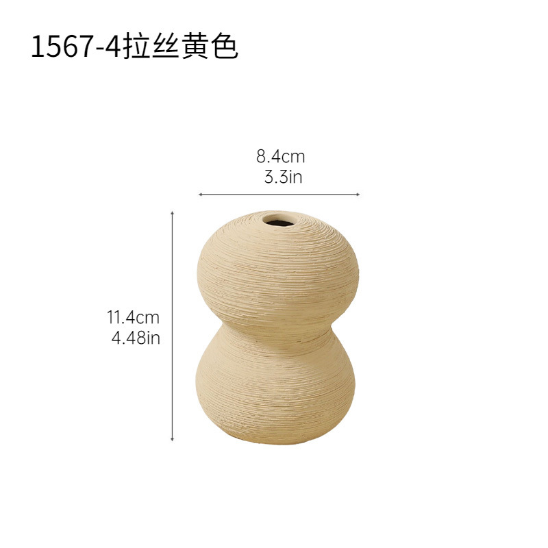 El viento tranquilo simple de cerámica dibujada simple adornos de vasijas de flores de flores secas flor de pequeño calibre decoración de vasijas de flores