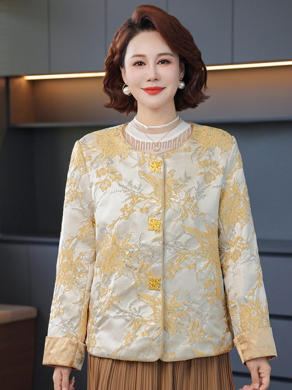 妈妈秋装新中式国风外套2025新款中老年女春秋季短款夹克刺绣上衣|undefined