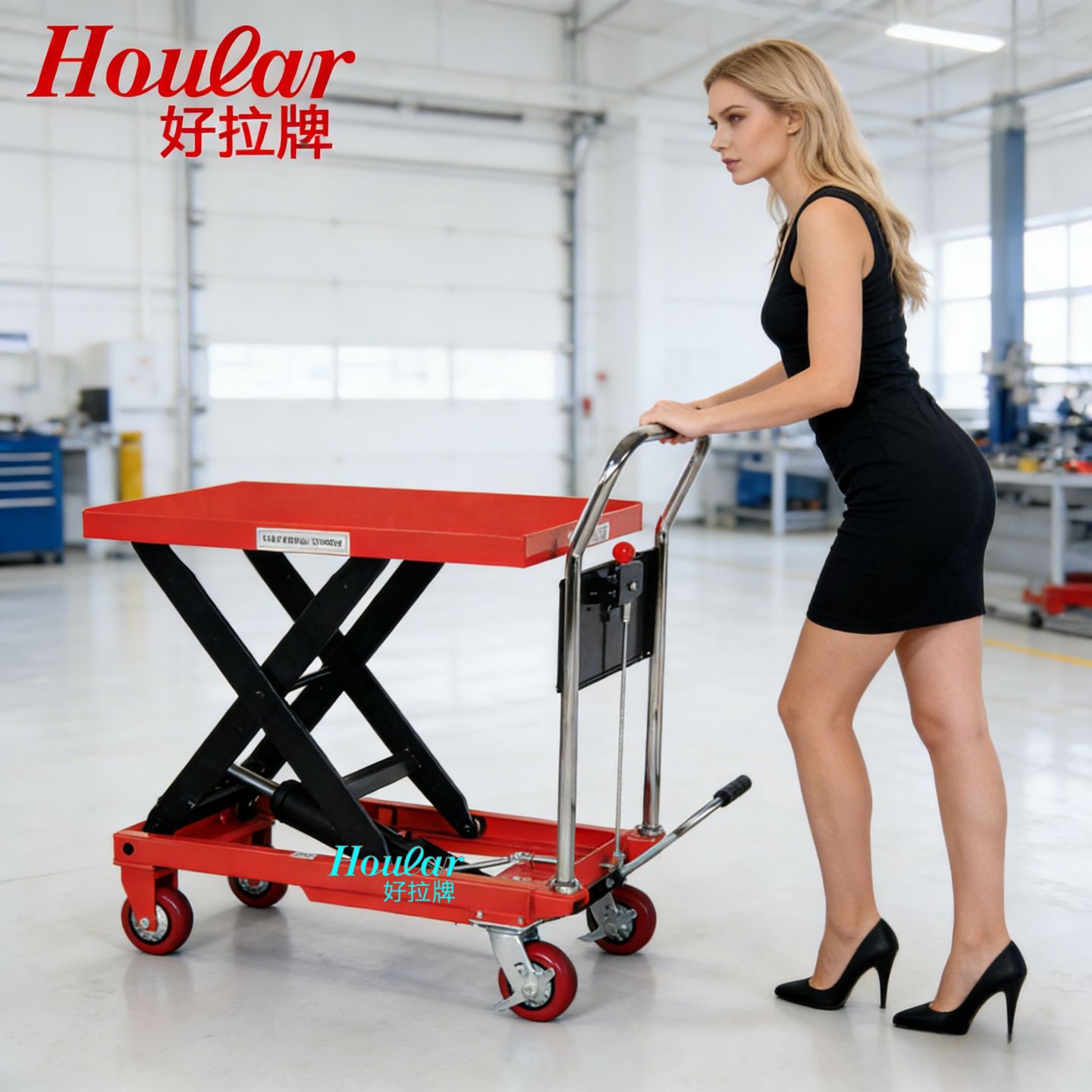 现货PT500B手动平台车滚轴移动平台车500kg模具脚踏式升降平台车