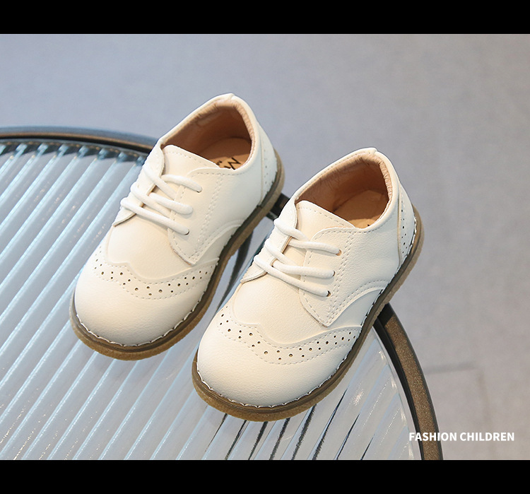 British style block sent with shoelaces, boys leather soft soled baby single shoes, spring and autumn children's shoes_voghion.com