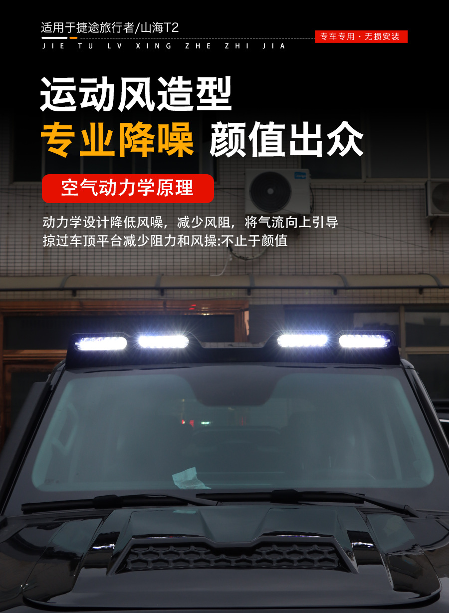 Suitable for Jietu Traveler Shanhai T2 roof spotlight four-eye spoiler modified luggage rack frame searchlight accessories