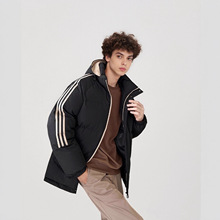 棉服男冬季外套男新款男女同条纹棉袄男款加厚保暖连帽面包服棉衣