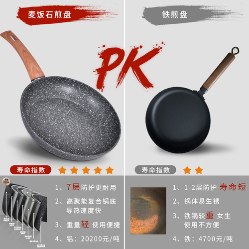 Medical stone frying pan non-stick pan household cooking pan steak pan pancake omelette pan electromagnetic open flame universal