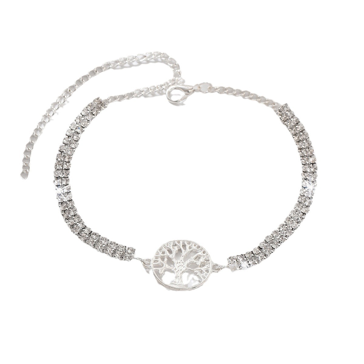 Europa y los Estados Unidos simples playa de arena cuadrada completa pulsera de tobillas de diamante nicho de tendencia transfronteriza explosión joyería de pie de diamante
