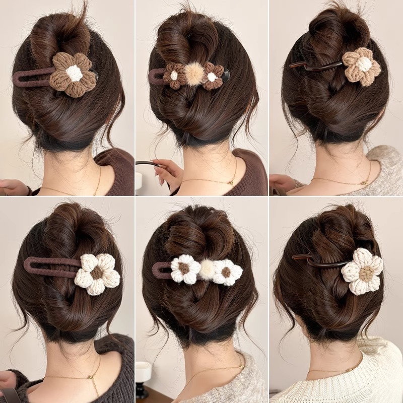 Flores de alta sensación boca de pato clip de cabello grande cabeza atrás clip de cabello para mujeres 2025 nuevo caño invierno peluche