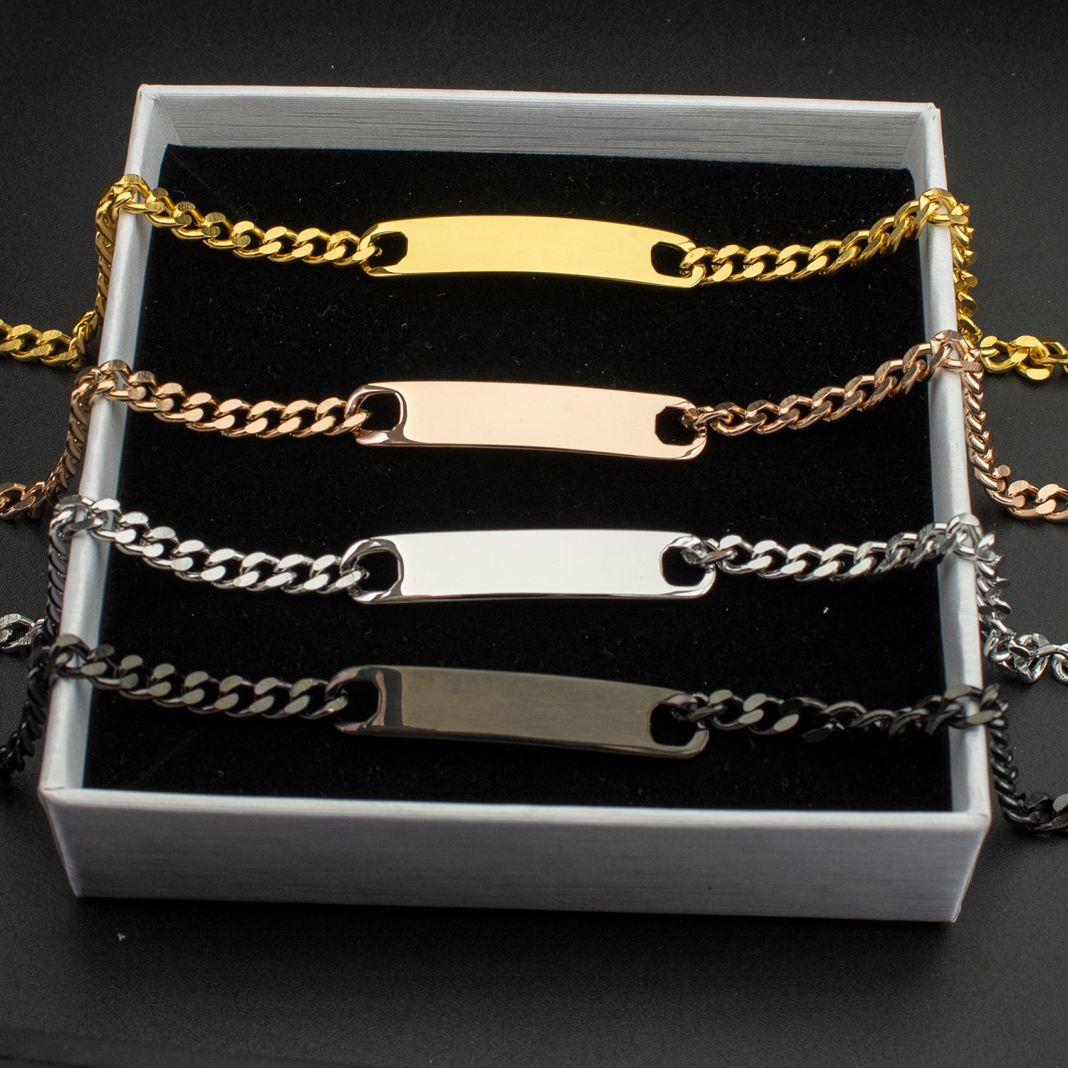 Bracelets Classification 1 Piece Quantity Simple Style Letter Customization Laser Engraving Titanium Steel Plating Valentine'S Day Unisex Bracelets Men Chain Bracelets