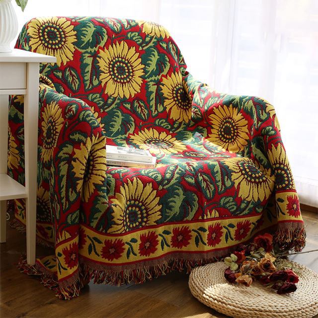 2F超漂亮歐美風格全蓋純棉線編織線毯加厚多用途蓋毯子床毯針織床