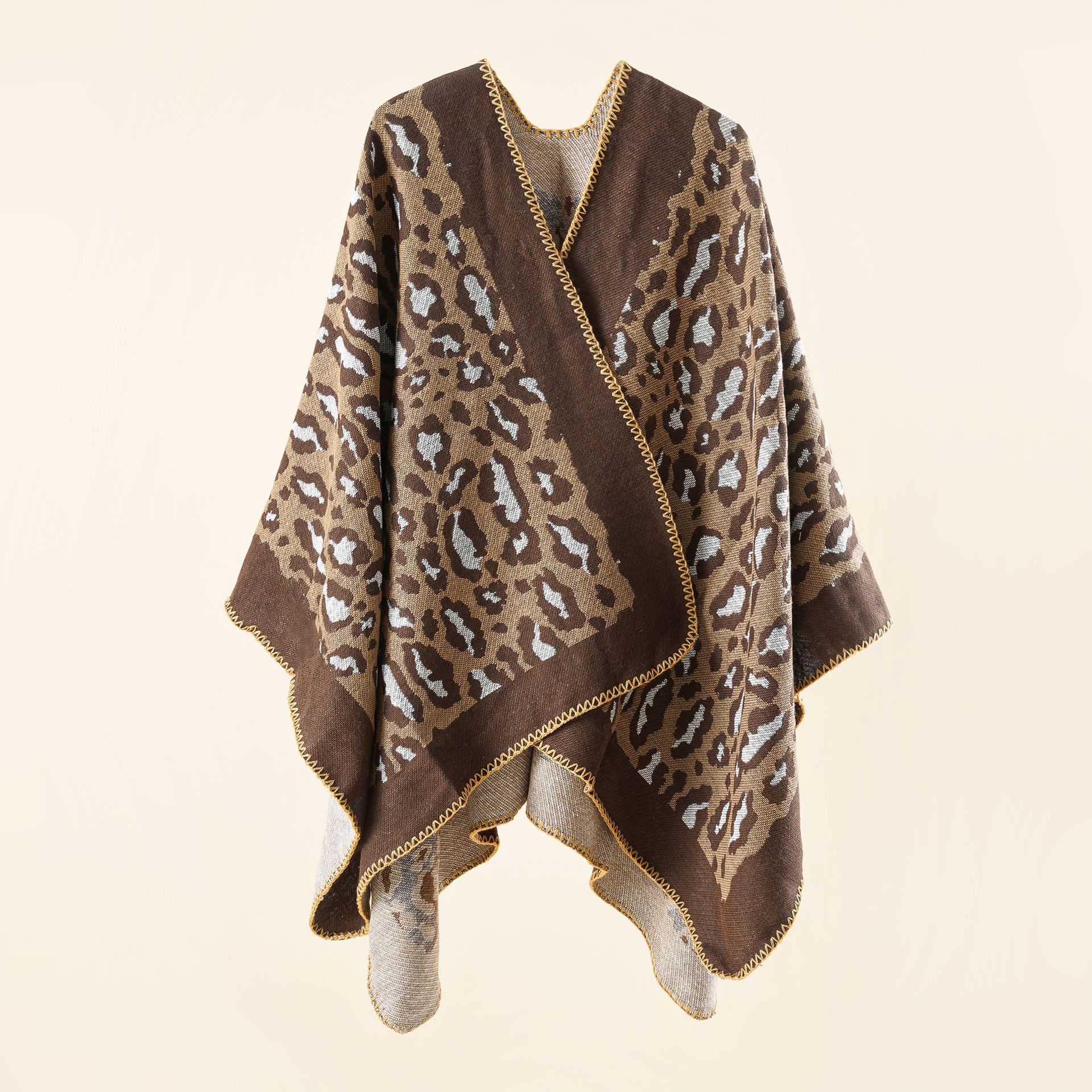 Chal parecido a la cachemira capa cálida Otoño e Invierno 2021 mantón exterior estampado de leopardo de la calle de la moda europea y americana