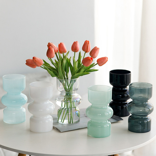 ins style antique glass vase wholesale high-end living room decoration flower arrangement retro small vase crafts ornaments