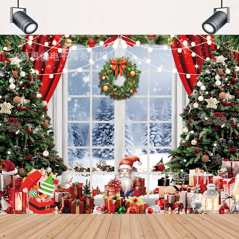 Cross-border New Christmas Tree Snow Photography Background Cloth Christmas Holiday Party Atmosphere Decoration Props Banner Hanging Cross-border New Christmas Tree Snow Photography Background Cloth Christmas Holiday Party Atmosphere Decoration Props Banner Hanging