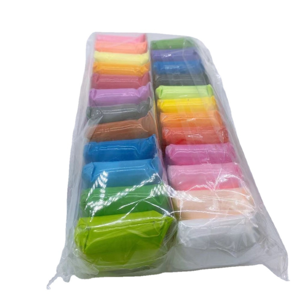 Arcilla ultraligera de 12 colores al por mayor plastilina para niños arcilla espacial DIY jardín de infantes juguete para niños arcilla de color de cristal 24