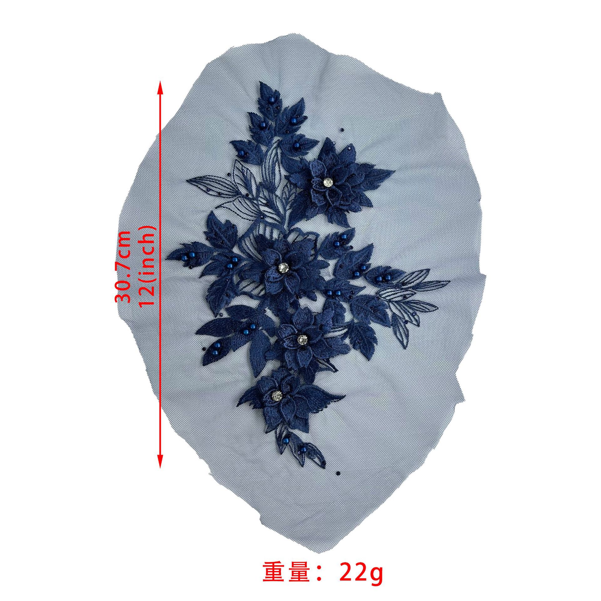 Flores tridimensionales esquinillas bordadas de encaje decalcas hechas a mano para hacer vestido de boda vestido de baile vestido DIY decoración de tela