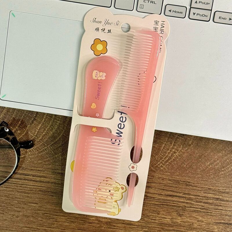 可爱卡通印花梳子套装两件儿童梳子随身便携迷你美发梳细齿尖尾梳|undefined