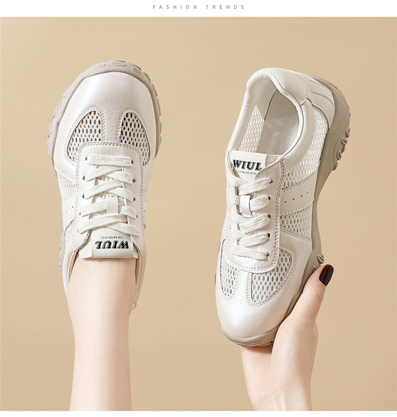 Giày sneaker nữ đế dày lưới da thật thoáng khí mùa hè 2025 phong cách Đức Huấn — Lưới JST 7233m màu, Lưới vàng JST 7233 chi tiết 10