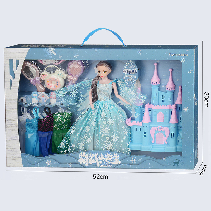 어린이 소녀 선물 시뮬레이션 원피스 업 바비 인형 공주 성 놀이 집 장난감 소녀의 보물 4-6 세