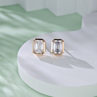 S925 sterling silver inlaid classic rectangular emerald cut rock sugar ladder diamond earrings women's temperament simple all-match jewelry
