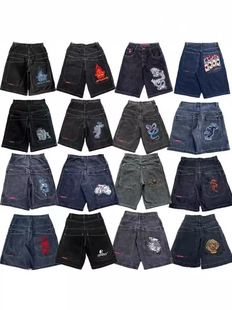 JNCO Loose Loose Denim Shorts HarajuKu Y2K Jeans Hip Hop Vintage Summer Gothic Male Shorts
