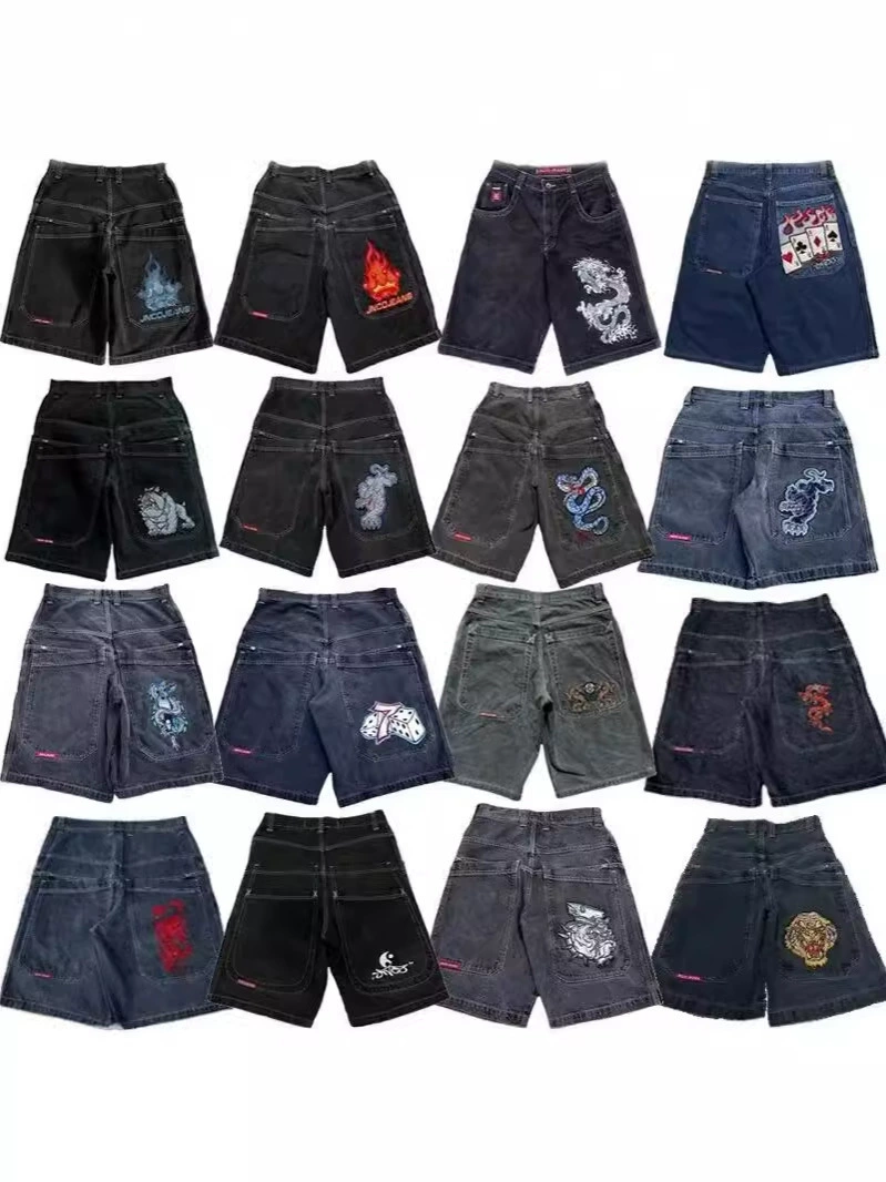 JNCO Сосновые джинсовые шорты Харадзюку Y2K джинсы хип-хоп ретро летние готические мужские шорты