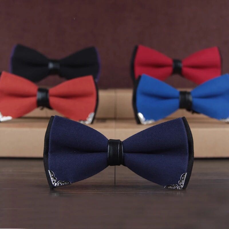 Fashionable two-color solid color bow tie with bow