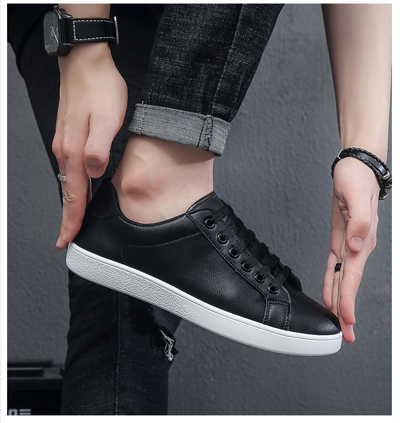 Férfi fehér bőr sneaker légáteresztő alkalmi sportcipő_voghion.com