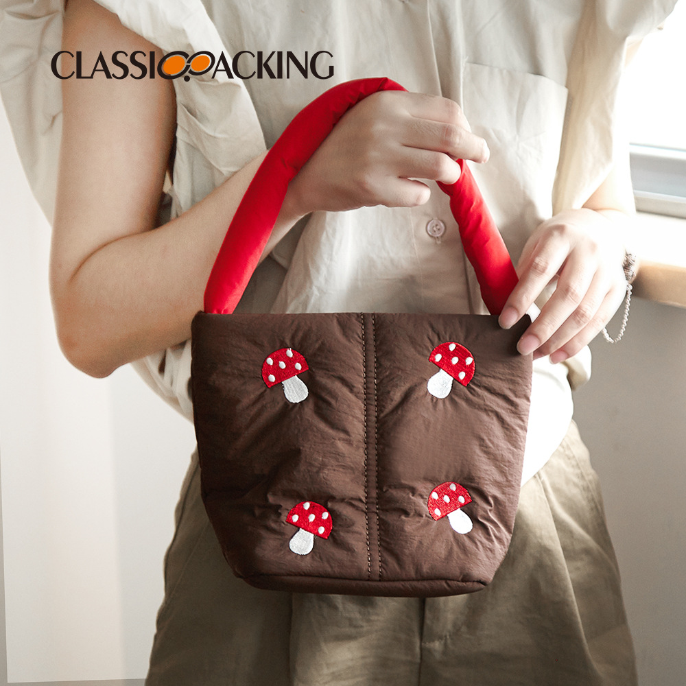 2023 nuevo bolso bordado impresión artesanal cubo bolsa japonés simple portátil bolso de las mujeres logotipo imprimible