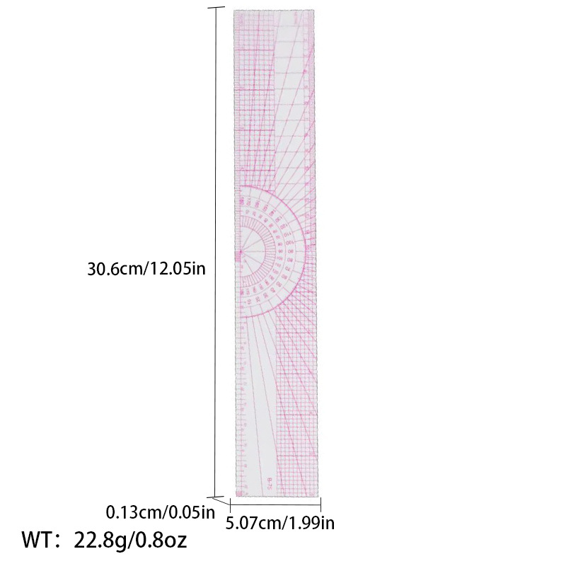 Regla de curva directa de fábrica Botón regla de arco regla de ropa regla de corte traje de regla de jaula de manga regla de tamaño colección